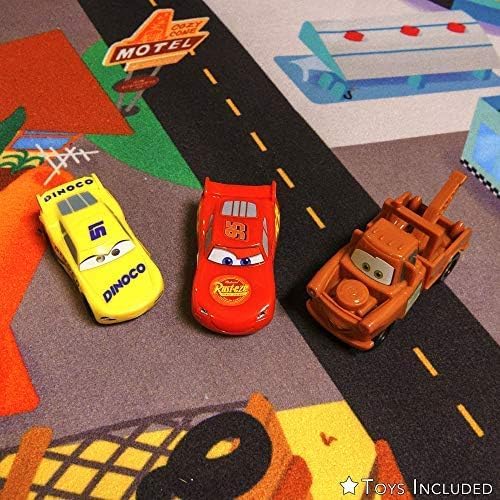 Gertmenian Disney Pixar Cars Interactive Rug Set Includes 3x Cars feat. Lightning McQueen, Mater, and Cruz Suitable for Classroom, Nursery, Bedroom, or Play Area 40x54in Medium, 32501 - LeafyLoom