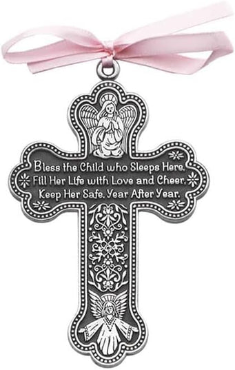 Cathedral Art CM7 Baby Girl Cross Crib Medal, 3-Inch High, Metal - LeafyLoom