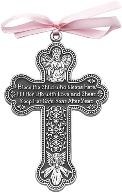 Cathedral Art CM7 Baby Girl Cross Crib Medal, 3-Inch High, Metal - LeafyLoom