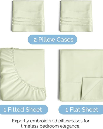 Full Size 4 Piece Sheet Set - Comfy Breathable & Cooling Sheets - Hotel Luxury Bed Sheets for Women & Men - Deep Pockets, Easy-Fit, Soft & Wrinkle Free Sheets - Light Sage Green Oeko-Tex Bed Sheet Set - LeafyLoom