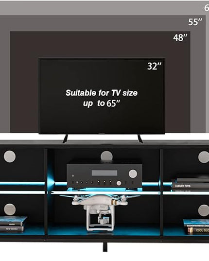 Hommpa LED TV Stand for TVs up to 65 Inch Modern Entertainment Center with Storage TV Cabinet with Adjustable Shelves & Cable Management White TV Console for Media Cable Box Gaming Living Room Bedroom - LeafyLoom