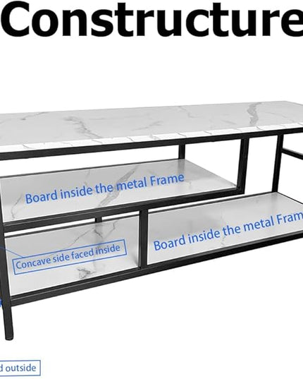 AT-VALY 3-Tier TV Stand Media Console Table with Open Shelving Storage for Living Room Bedroom 47inch for up to 55" TV - LeafyLoom