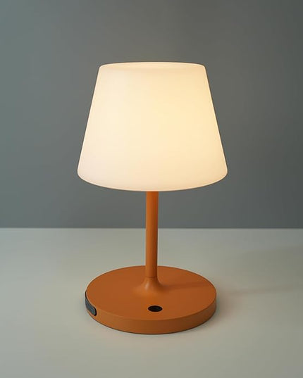 Outdoor Battery Operated Table Lamp Waterproof, 4000mAh Cordless Table Lamp Rechargeable, Touch Dimmable Desk Lamp, LED Night Light for Patio Camping Restaurant Home, H9.6in, Orange - LeafyLoom