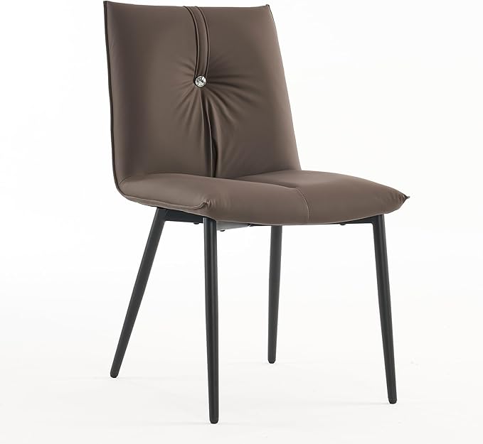 YOUTASTE Dining Chairs Set of 2 Mid Century Modern Kitchen Chairs Soft Padded Side Chairs Dinner Chairs with Metal Legs for Living Room Bedroom, Brown - LeafyLoom