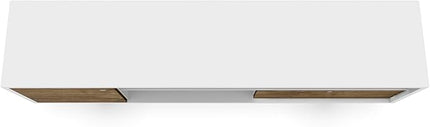 Manhattan Comfort Liberty Mid Century Modern TV Stand for Televisions up to 65 Inches, Bedroom and Living Room Entertainment Center with Storage, Shelves, and Cabinet, 71" Wide, White/Rustic Brown - LeafyLoom