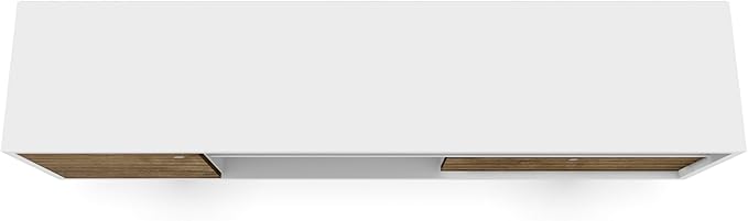 Manhattan Comfort Liberty Mid Century Modern TV Stand for Televisions up to 65 Inches, Bedroom and Living Room Entertainment Center with Storage, Shelves, and Cabinet, 71" Wide, White/Rustic Brown - LeafyLoom