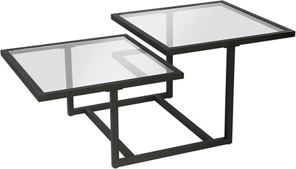 Henn&Hart 43" Wide Square Coffee Table in Blackened Bronze, Modern coffee tables for living room, studio apartment essentials - LeafyLoom