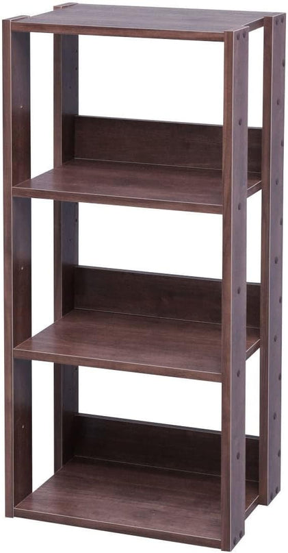 IRIS USA 3-Tier 16" Medium Open Wooden Bookshelf with Adjustable Shelves, Easy Assembly Bookcase Farmhouse Shelf for Small Spaces Bedroom Office Living Room Indoor, Brown - LeafyLoom