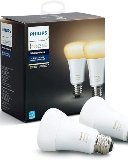 Philips Hue 2-Pack White Ambiance 60W Equivalent Dimmable LED Smart Bulb (Works with Alexa Apple Homekit and Google Assistant), 2 Bulbs (453092) Philips