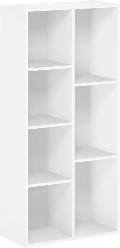 Furinno Luder Bookcase / Book / Storage , 7-Cube, White - LeafyLoom