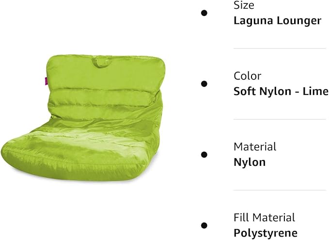 Posh Creations Structured Comfy Seat for Bedrooms and Dorm Rooms, Large Bean Bag Chair, Laguna Lounger, Lime - LeafyLoom
