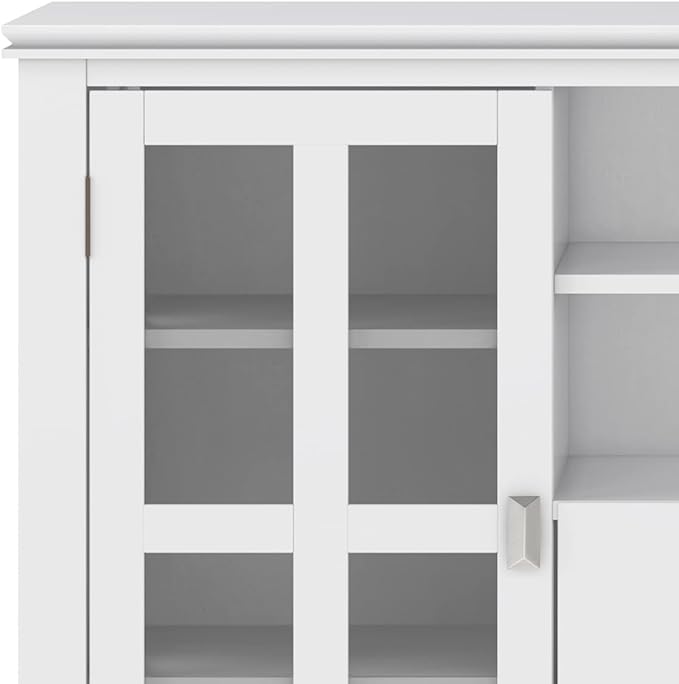 SIMPLIHOME Artisan SOLID WOOD 53 Inch Wide Contemporary TV Media Stand in White for TVs up to 60 Inches, For the Living Room and Entertainment Center - LeafyLoom