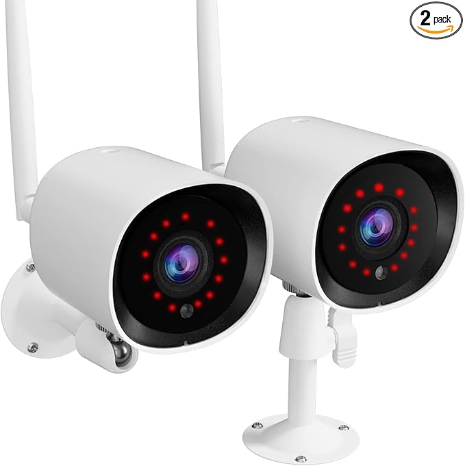 Rraycom 2K WiFi Security Cloud Camera for Outdoor, 3MP Wireless Camera(Plug-in) with Night Vision, Motion Detection, IP66 Waterproof, Cloud Storage, 24/7 Live Video, Compatible with Alexa(2pack) Rraycom