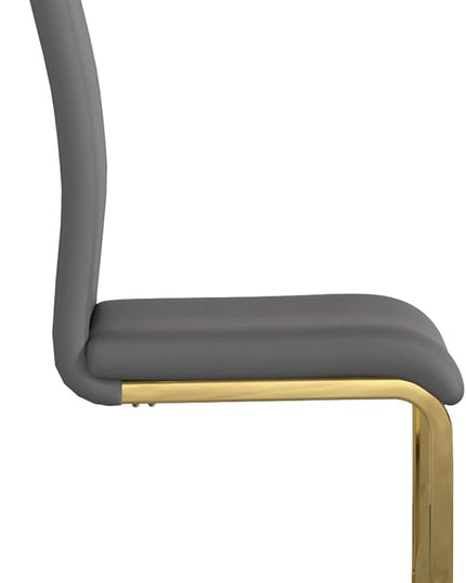 Modern Dining Chairs Set of 4, Side Dining Room Chairs with Gold Frame, Kitchen Chairs with Faux Leather Padded Seat High Back, Chairs for Dining Room, Kitchen, Living Room Dark Grey - LeafyLoom