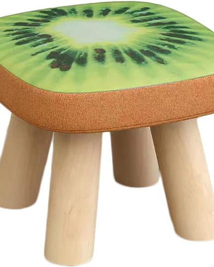 Solid Wood Stool Home Square Low Stool Cute Children's Sofa Stool Chair Fashion Cartoon Creative Small Stool for Kids and Adult, Changing Stool Solid Wood Coffee Table Stool, Bear 330lb (Kiwi) - LeafyLoom