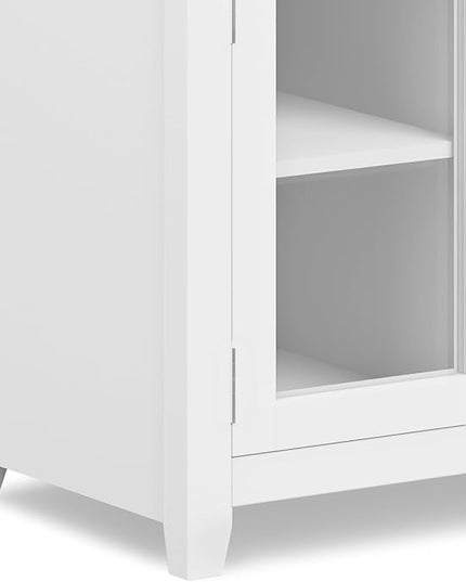 SIMPLIHOME Cosmopolitan SOLID WOOD Wide Contemporary Media Stand for TVs up to 80 inches for The Living Room and Entertainment Center, 72 inch, White - LeafyLoom