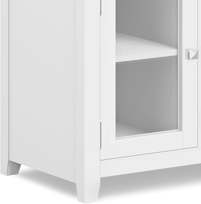 SIMPLIHOME Cosmopolitan SOLID WOOD Wide Contemporary Media Stand for TVs up to 80 inches for The Living Room and Entertainment Center, 72 inch, White - LeafyLoom