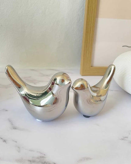 Cute Bedroom Decor Birds, Silver Cute Home Decor, Small Table Decor Items, Modern Silver Cute Decor for Living Room Shelf Bookshelf Table Top - LeafyLoom