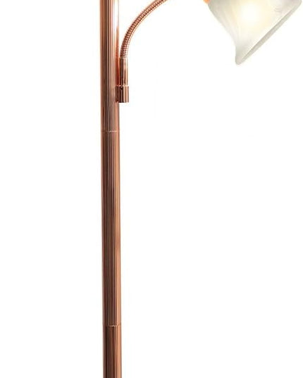 Elegant Designs LF2003-RGD 2 Light Mother Daughter White Marble Glass Floor Lamp, Rose Gold - LeafyLoom