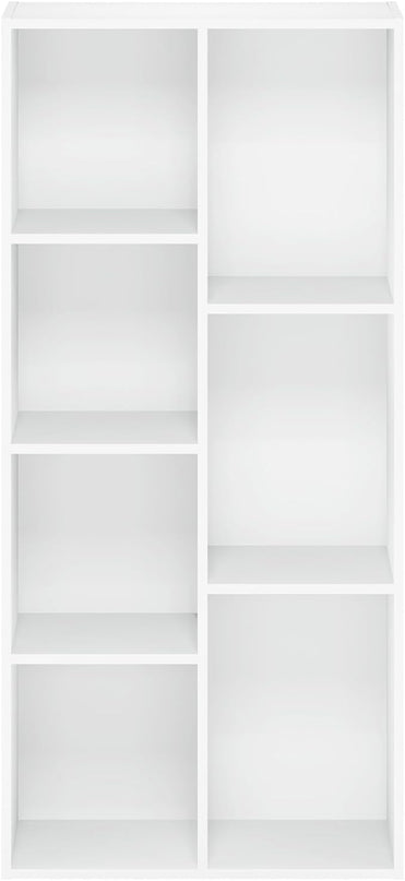 Furinno Luder Bookcase / Book / Storage , 7-Cube, White - LeafyLoom