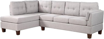 Living Room L-Shape Sectional Sofa with Left Facing Chaise, Linen Upholstered Reversible Corner Couch for Home, Small Space, Apartment, Light Gray, 97 Inch - LeafyLoom