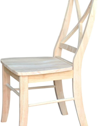International Concepts Pair of X-Back Dining Chairs, Unfinished Wood - LeafyLoom