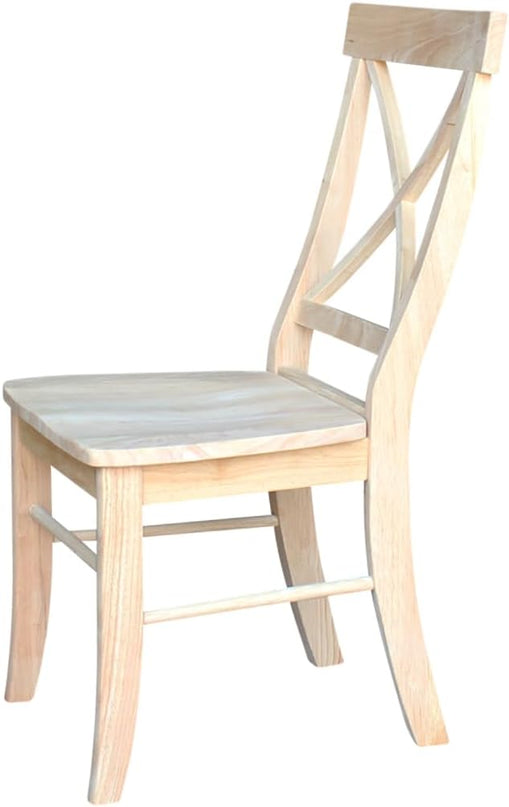 International Concepts Pair of X-Back Dining Chairs, Unfinished Wood - LeafyLoom