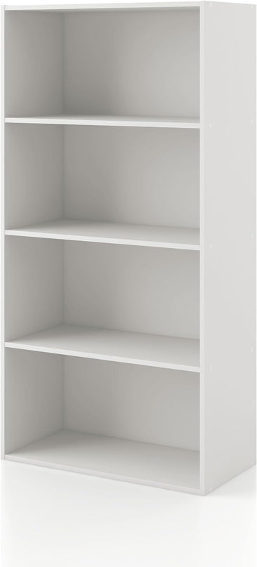 Apexa 4-Tier Cube Storage Organizer Shelves, Stackable Wood Bookcase Fits Cubby Bins for Organization, Dorm Teen Room Decor & Home Office, White - LeafyLoom