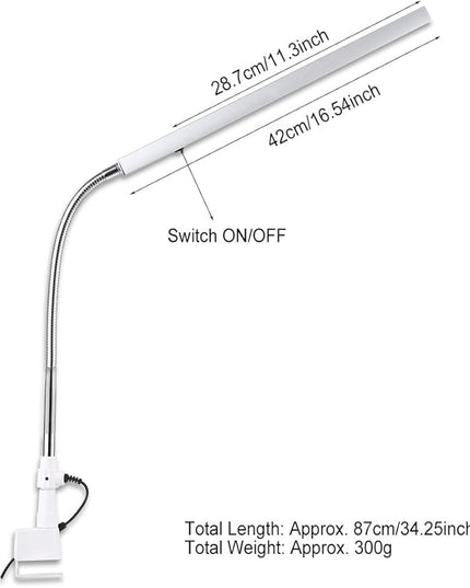 3 Types Desk Lamp with Clamp, Ultra Slim Desk Lamp, 360 Degree Rotation Metal Arm Eye Caring Lamp, for Reading, Study, Tattoo Light, Beauty Manicure - LeafyLoom