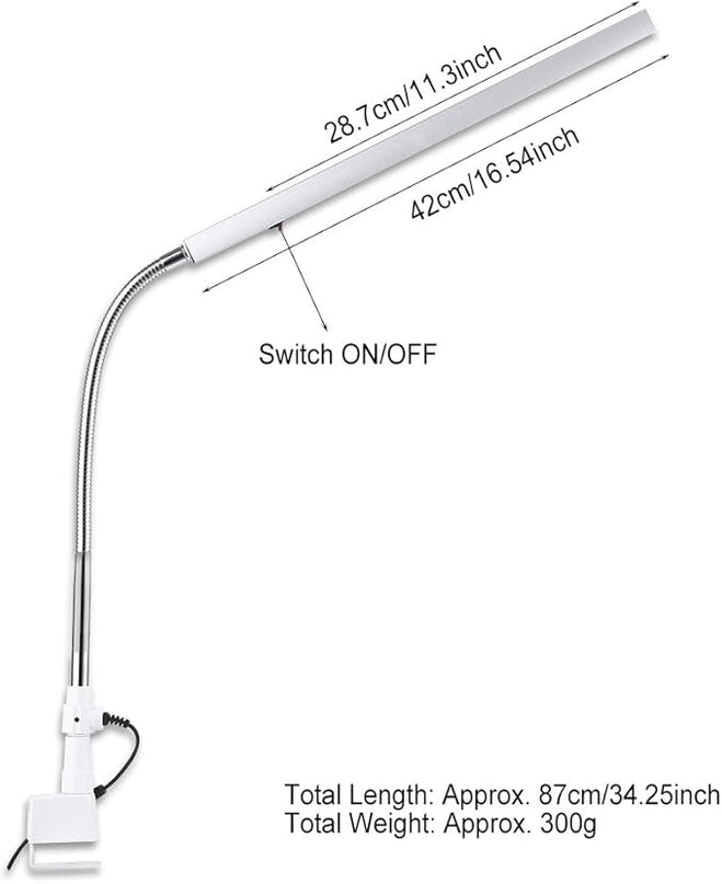 3 Types Desk Lamp with Clamp, Ultra Slim Desk Lamp, 360 Degree Rotation Metal Arm Eye Caring Lamp, for Reading, Study, Tattoo Light, Beauty Manicure - LeafyLoom