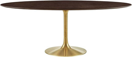 Modway Lippa Dining Table, 78", Gold Cherry Walnut - LeafyLoom