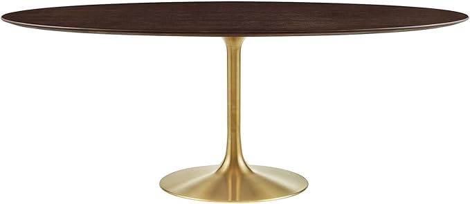Modway Lippa Dining Table, 78", Gold Cherry Walnut - LeafyLoom