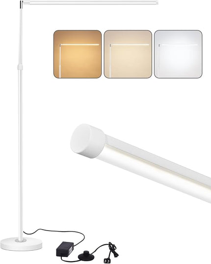 Floor Lamp with Long Rotatable Lamp Head and Adjustable Height, White Dimmable Reading Light Floor Lamp, LED Lamp for Sewing, Needlework,Quilting,Piano-Playing,Paint,Fine Arts and Crafts - LeafyLoom