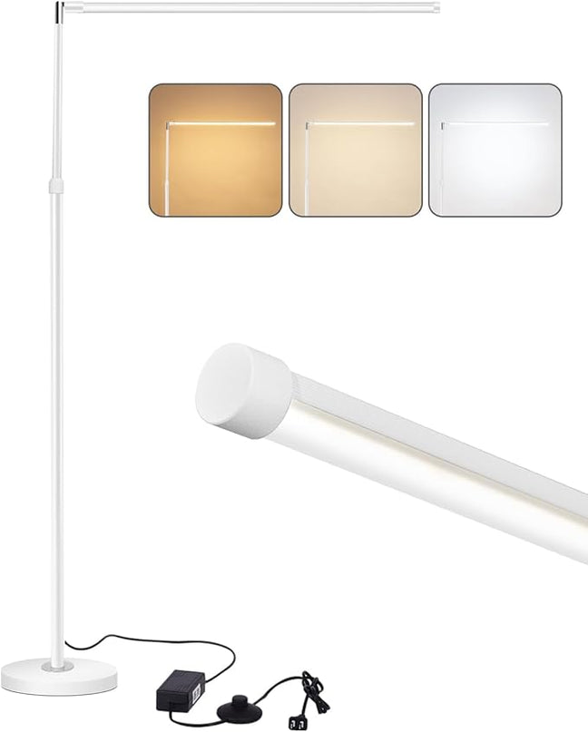 Floor Lamp with Long Rotatable Lamp Head and Adjustable Height, White Dimmable Reading Light Floor Lamp, LED Lamp for Sewing, Needlework,Quilting,Piano-Playing,Paint,Fine Arts and Crafts - LeafyLoom
