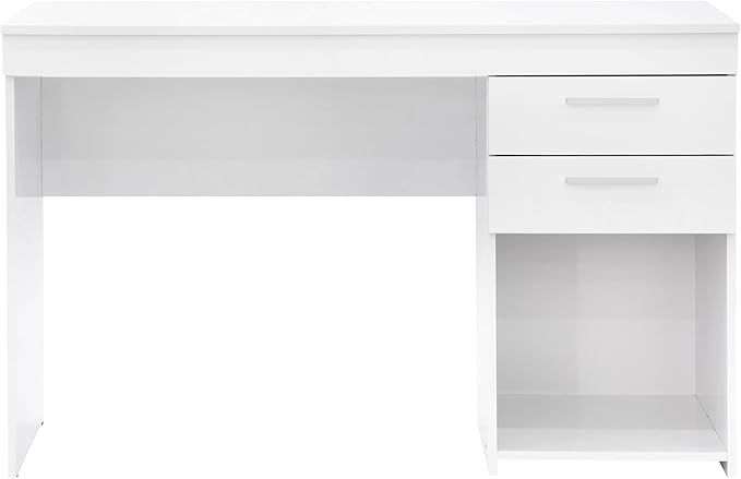 Techni Mobili Computer Home Office or Bedroom Storage & Drawers Ideal for Small Spaces Writing Desk, 47.6" W x 16.1" D x 30.3, White - LeafyLoom