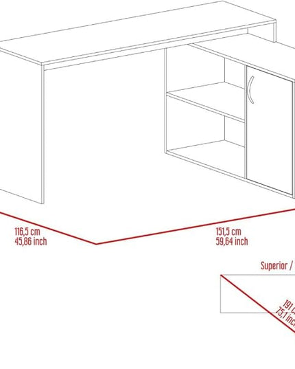 NicBex Kimberly-DW-00201-LWJ Home Office Desks, 59.64"x45.86"x30.11", Light Gray - LeafyLoom