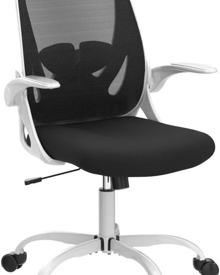 Primy Office Chair Ergonomic Desk Chair with Adjustable Lumbar Support and Height, Swivel Breathable Desk Mesh Computer Chair with Flip up Armrests for Conference Room(White) - LeafyLoom
