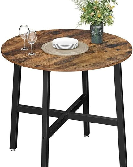 VASAGLE Round Dining Table, for Living Room, Office, Round Top, 31.5 x 31.5 x 29.5 Inches, Brown - LeafyLoom