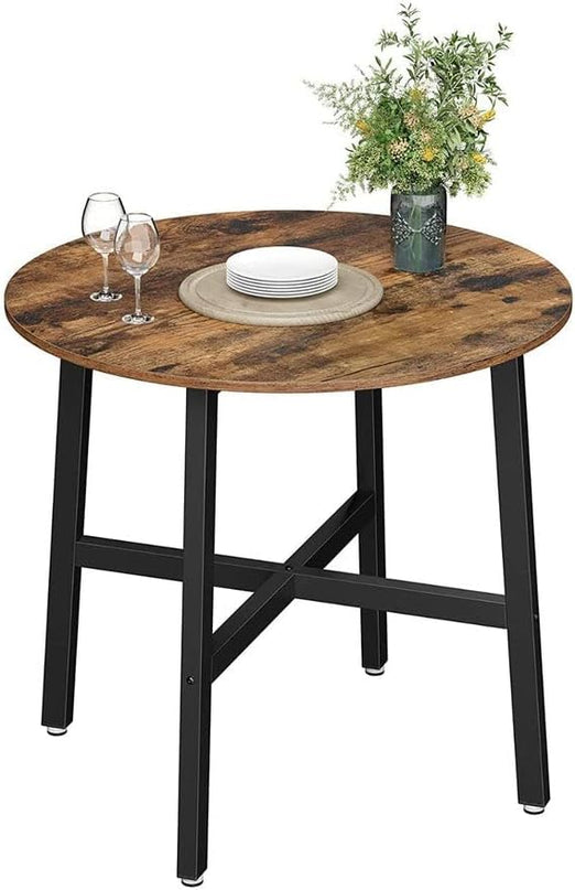 VASAGLE Round Dining Table, for Living Room, Office, Round Top, 31.5 x 31.5 x 29.5 Inches, Brown - LeafyLoom