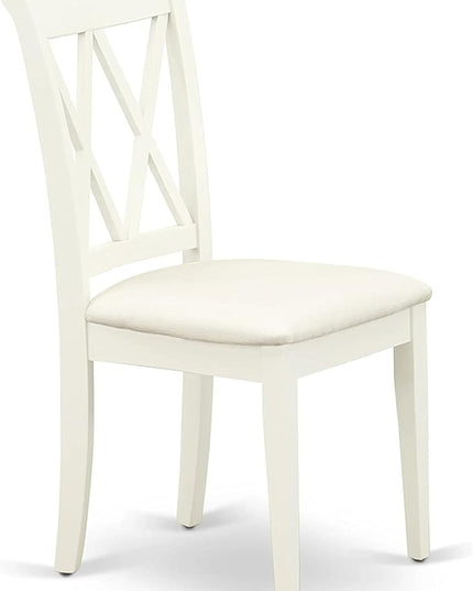 East West Furniture Antique 3 Piece Kitchen Set Contains a Round Table with Pedestal and 2 Linen Fabric Dining Room Chairs, 36x36 Inch, AMCL3-LWH-C - LeafyLoom