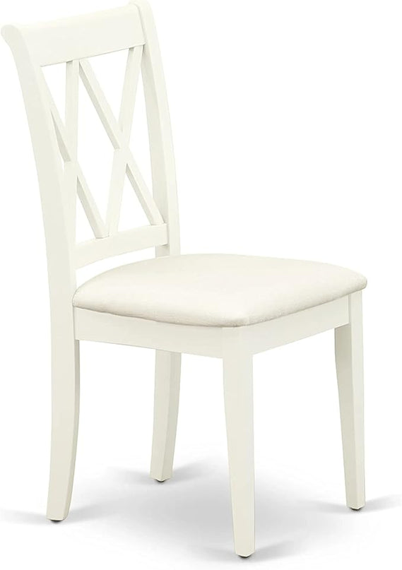 East West Furniture Antique 3 Piece Kitchen Set Contains a Round Table with Pedestal and 2 Linen Fabric Dining Room Chairs, 36x36 Inch, AMCL3-LWH-C - LeafyLoom
