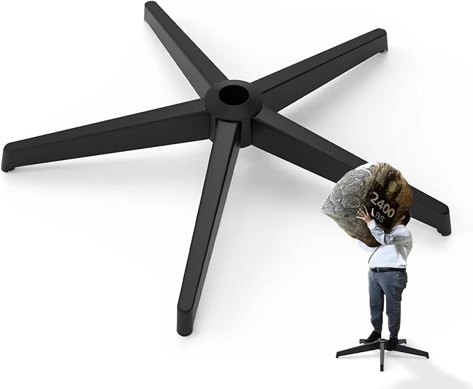 Office Chair Base, 28'' Desk Chair Base Replacement with Worldwide Metal Legs (2400Lbs), Chair Bottom Part for Most Chairs, Universal Gas Cylinder and Caster Sockets, Matte Black - LeafyLoom