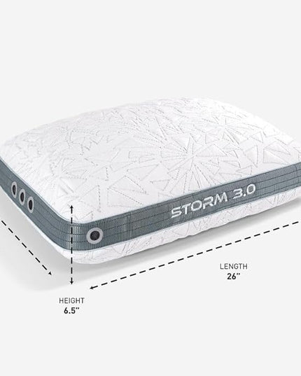 Bedgear Storm Performance Pillow - Size 3.0 - Cooling Bed Pillow for Hot Sleepers - Medium-Firm Pillow for All Sleep Positions, Hypoallergenic, Washable & Removable Cover - LeafyLoom