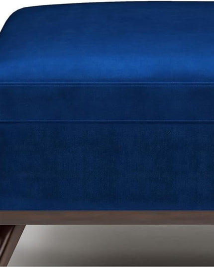 SIMPLIHOME Owen 36 Inch Wide Mid Century Modern Square Coffee Table Lift Top Storage Ottoman in Upholstered Blue Velvet, For the Living Room - LeafyLoom
