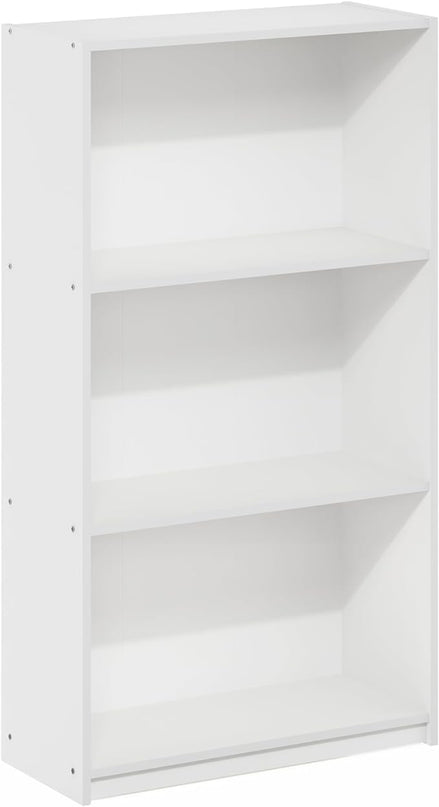 Furinno Basic 3-Tier Bookcase Storage Shelves, White/White - LeafyLoom