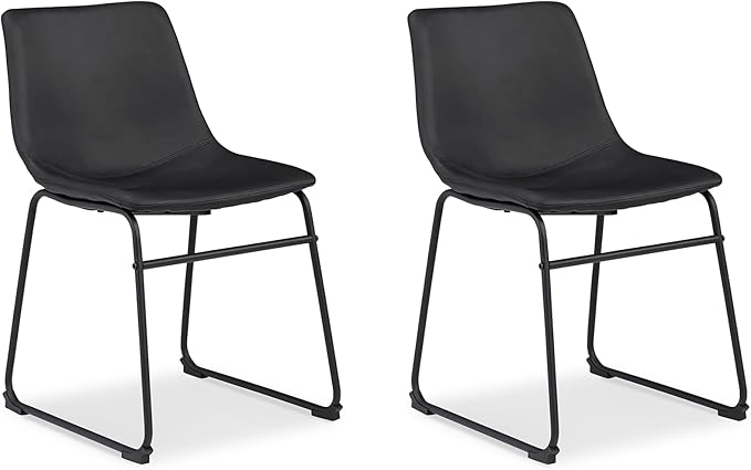 Signature Design by Ashley Centiar Mid Century Dining Room Bucket Chair, 2 Count, Black - LeafyLoom