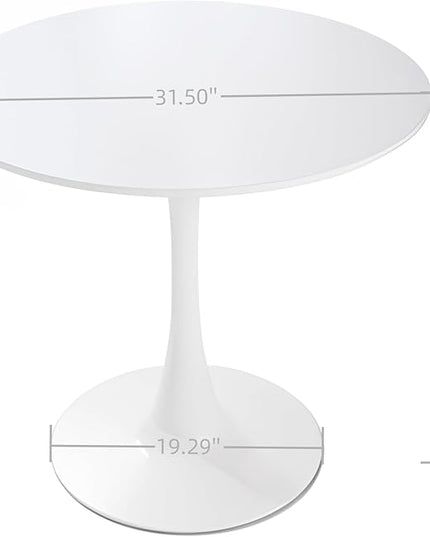 NicBex 31.5Inch Round Dining Table,Modern Kitchen Table with MDF White Tabletop and Pedestal Base for 2 to 4,Leisure Coffee Table for Kitchen,Small Space,Apartment and Living Room,Space-Saving,White - LeafyLoom