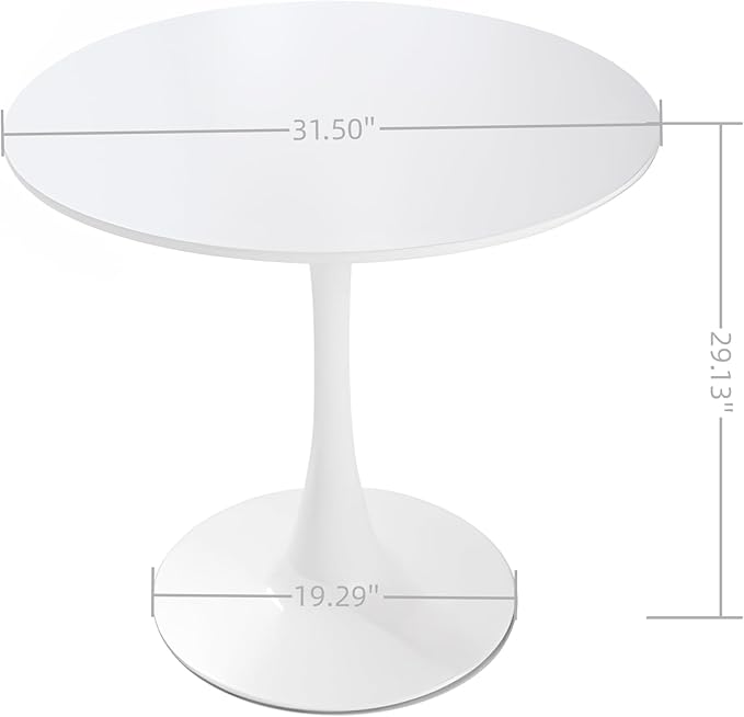 NicBex 31.5Inch Round Dining Table,Modern Kitchen Table with MDF White Tabletop and Pedestal Base for 2 to 4,Leisure Coffee Table for Kitchen,Small Space,Apartment and Living Room,Space-Saving,White - LeafyLoom