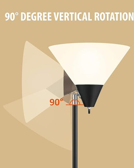 Floor Lamp Standing Lamp Adjustable Head Arcylic Shade Floor Lamps for Living Room/Office/Bedroom (Black) - LeafyLoom