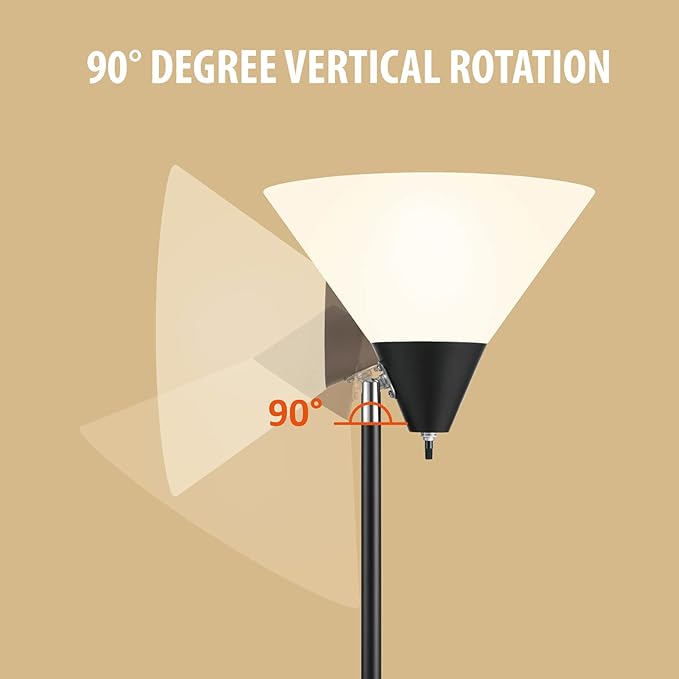 Floor Lamp Standing Lamp Adjustable Head Arcylic Shade Floor Lamps for Living Room/Office/Bedroom (Black) - LeafyLoom